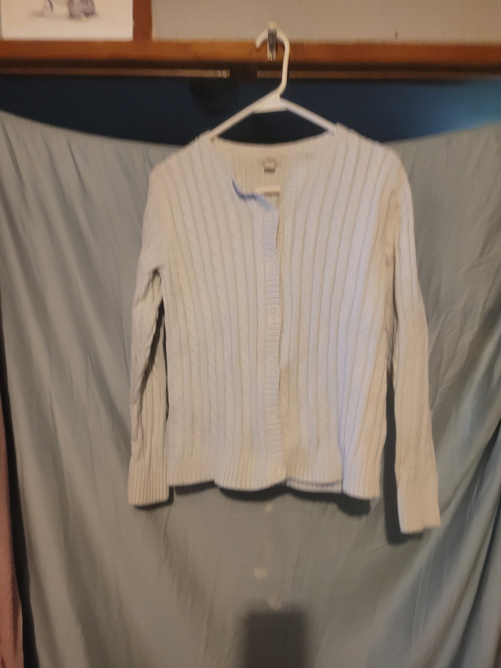 Women's Cream Cable-Knit Button Cardigan Sweater